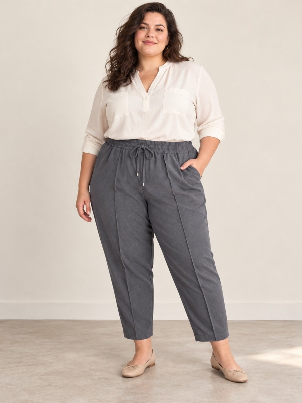 Lane Bryant Charcoal Gray Pull-On Tapered Pants Size 22/24